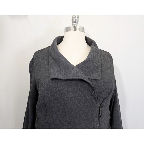 Style & Co Moto Jacket Gray Cotton Blend Women's Size 1X - Picture 2 of 8